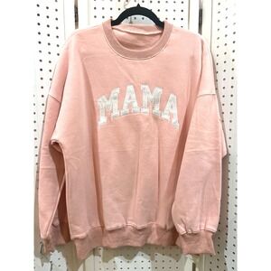 Lomon‎ Mama Graphic Sweatshirt Pink Crew Neck Long Sleeve Pullover Top Size M